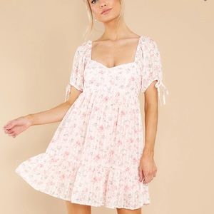 Pink Floral Puff Sleeve Mini Dress